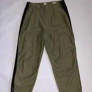 Green Gap Loose Fitting Pants/Trousers with Black Satin Side Detailing